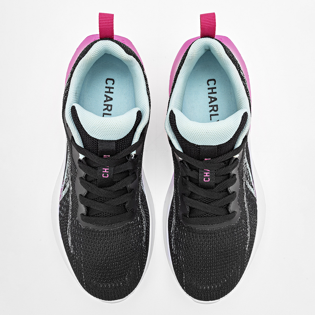 Foto 4 pulgar | Charly Tenis Deportivo Para Mujer Negro Fucsia, Agujeta Elastica, Walking,   Cod.129606
