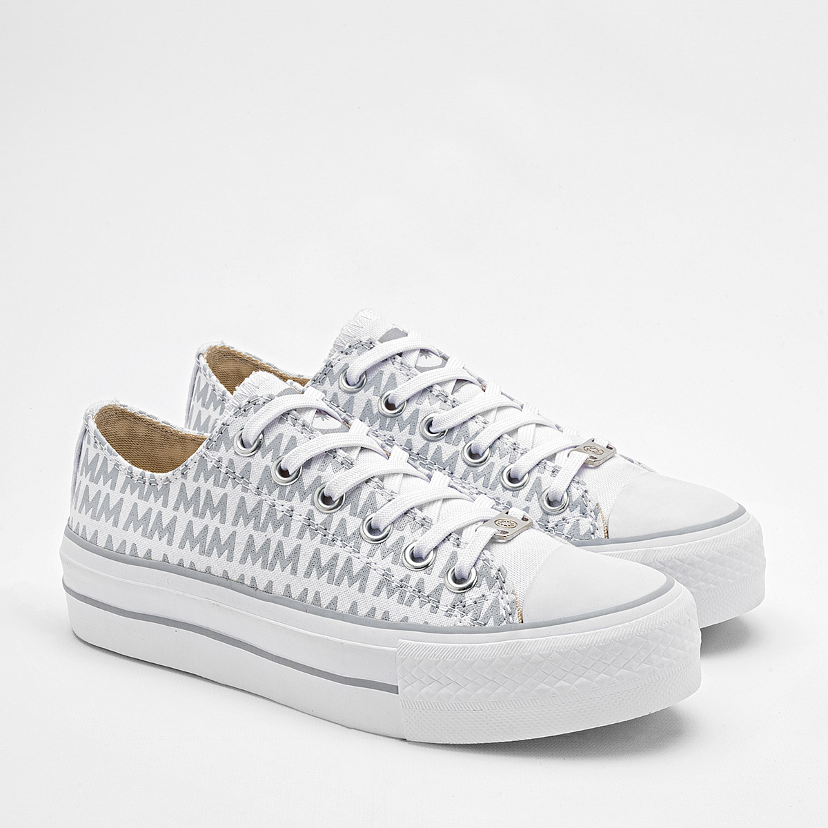 Foto 3 pulgar | Moramora Tenis Urbano Para Mujer Blanco Gris Cod.132595