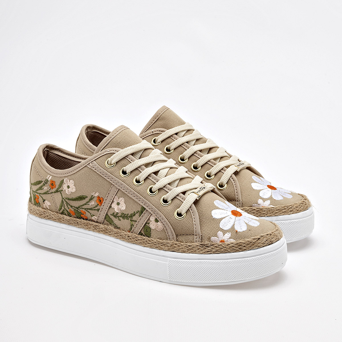 Foto 3 pulgar | Mora Tierra Tenis Urbano Para Mujer Beige Multicolor Cod.132490