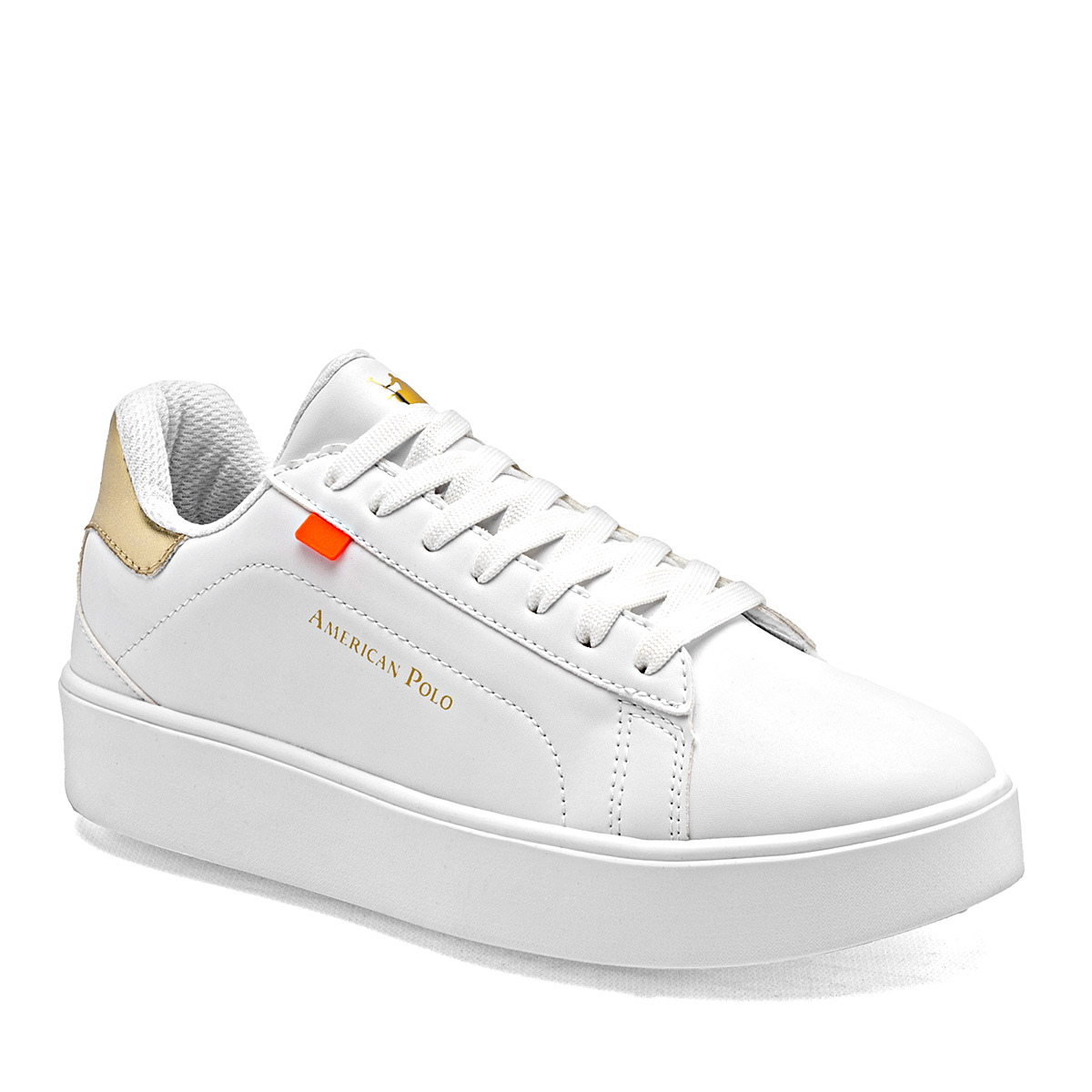 Foto 2 pulgar | American Polo Tenis Urbano Para Mujer Blanco Dorado Cod.131790