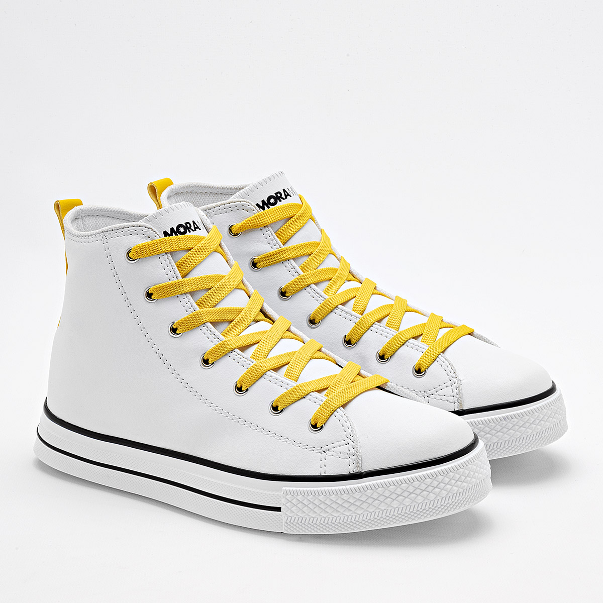 Foto 3 pulgar | Moramora Tenis Urbano Para Mujer Blanco Amarillo Cod.132531