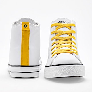 Foto 3 | Moramora Tenis Urbano Para Mujer Blanco Amarillo Cod.132531