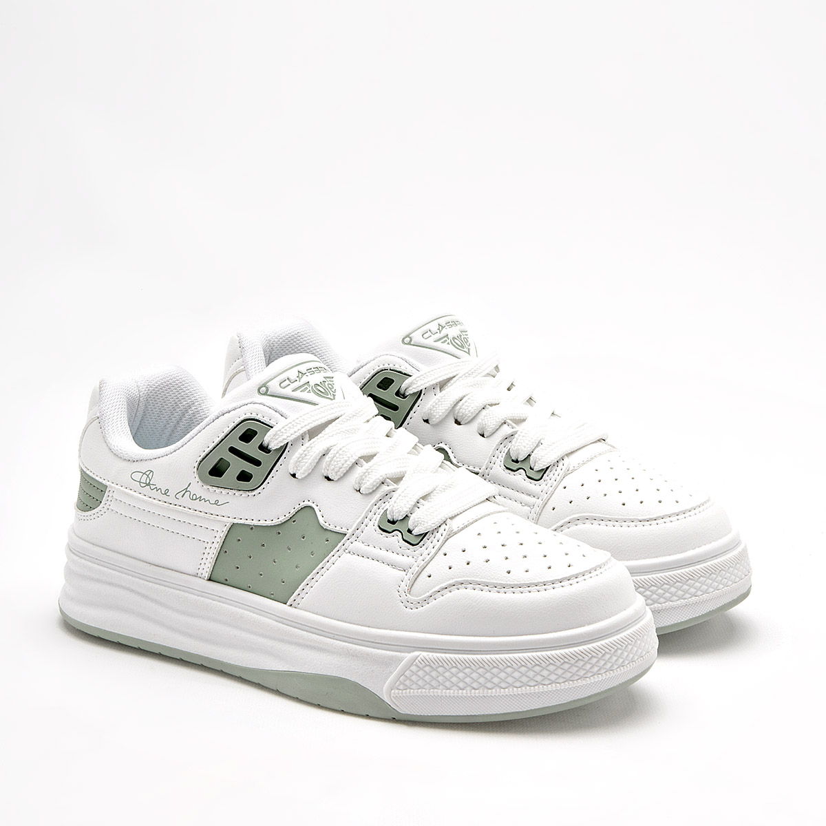 Foto 3 pulgar | Clasben Tenis Urbano Para Mujer Blanco Verde Cod.131953