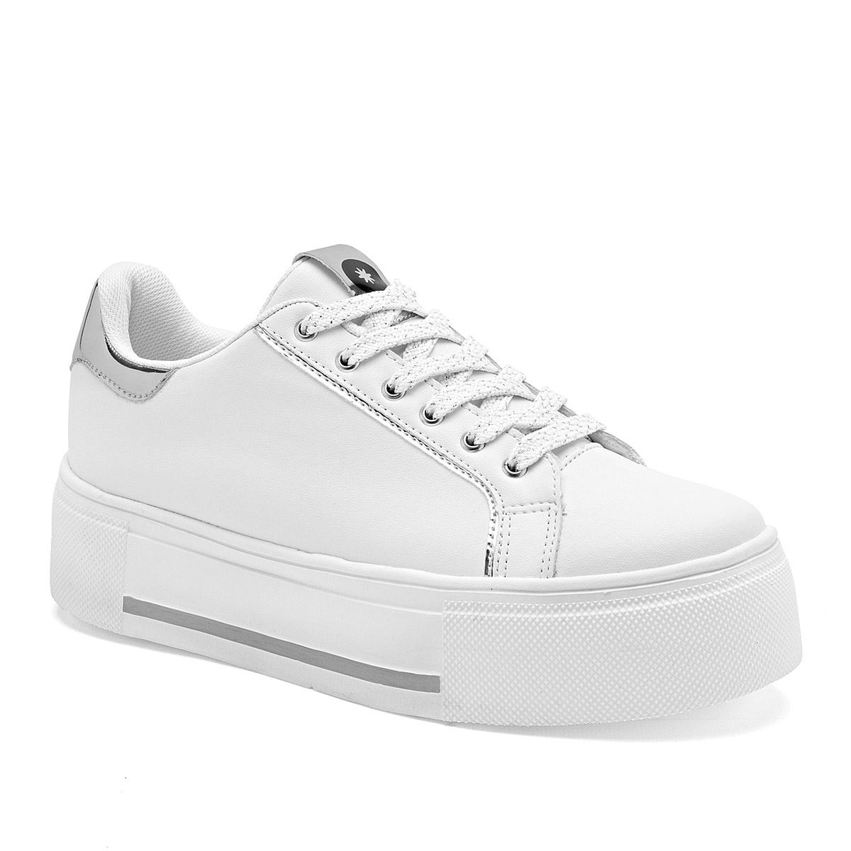 Foto 2 pulgar | Moramora Tenis Urbano Para Mujer Blanco Plata Cod.132622