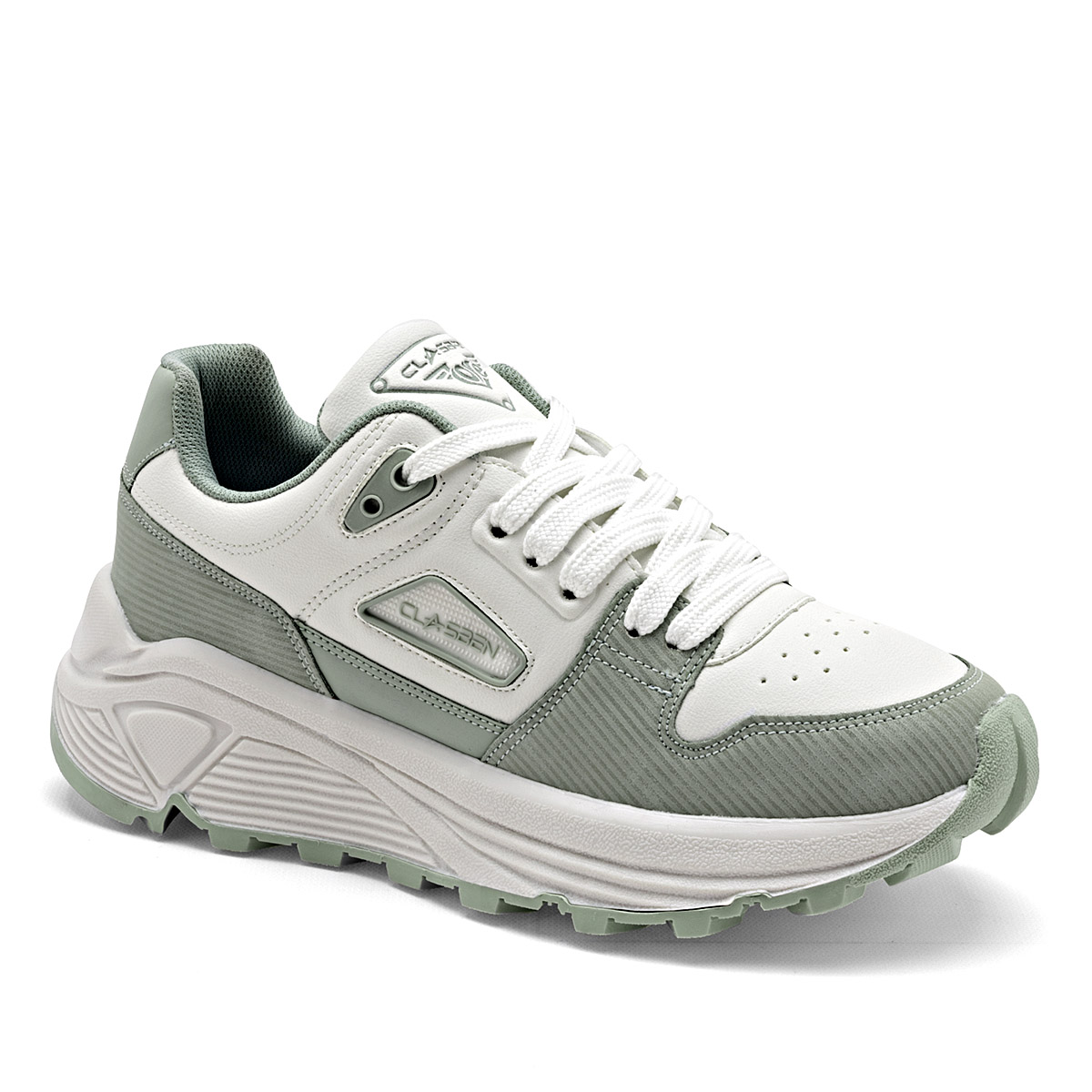 Foto 2 pulgar | Clasben Tenis Urbano Para Mujer Beige Verde Cod.131942