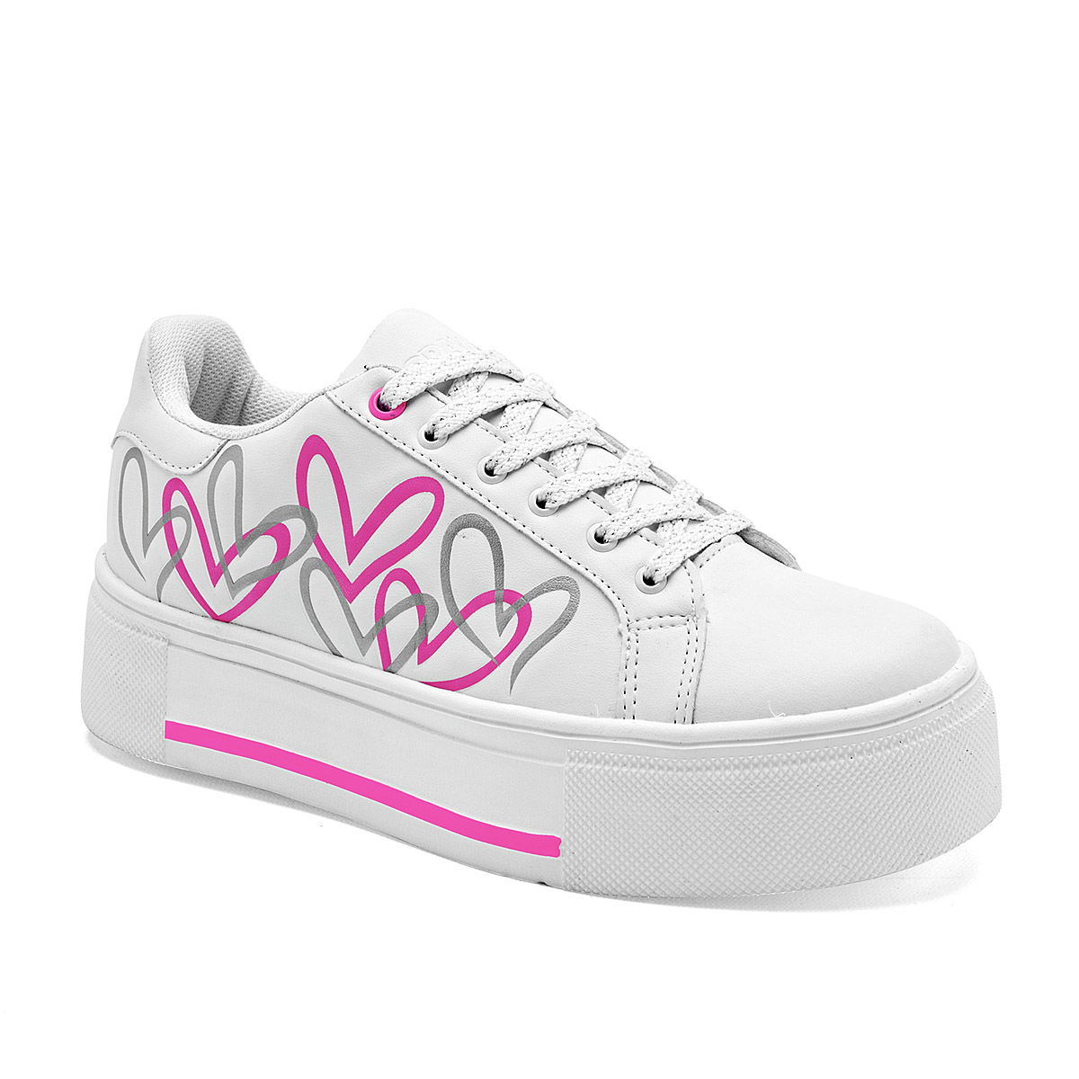Foto 2 pulgar | Moramora Tenis Urbano Para Mujer Blanco Fucsia Cod.132623