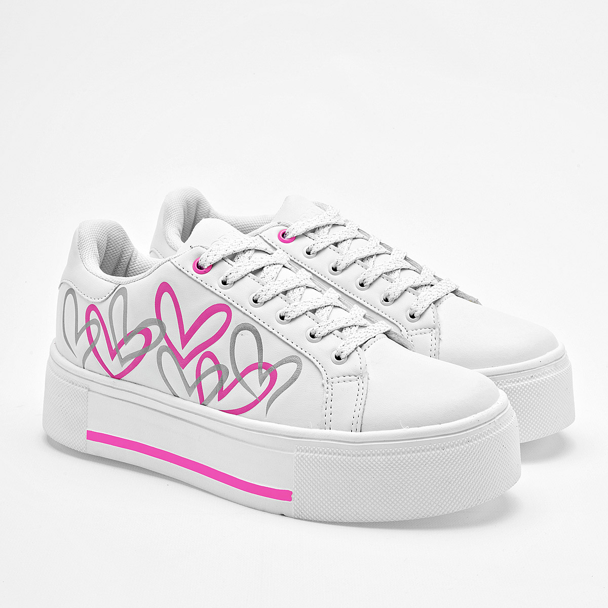 Foto 3 pulgar | Moramora Tenis Urbano Para Mujer Blanco Fucsia Cod.132623