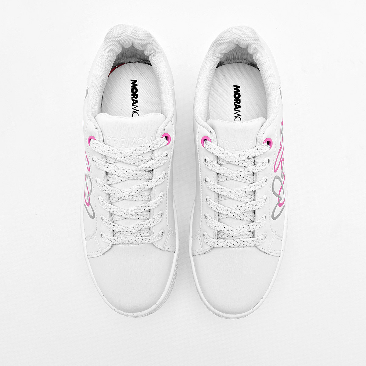 Foto 4 pulgar | Moramora Tenis Urbano Para Mujer Blanco Fucsia Cod.132623