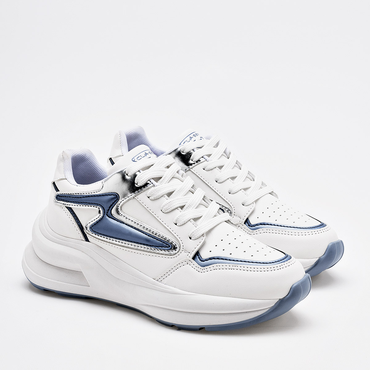 Foto 2 | Clasben Tenis Urbano Para Mujer Blanco Azul Plata Cod.131963