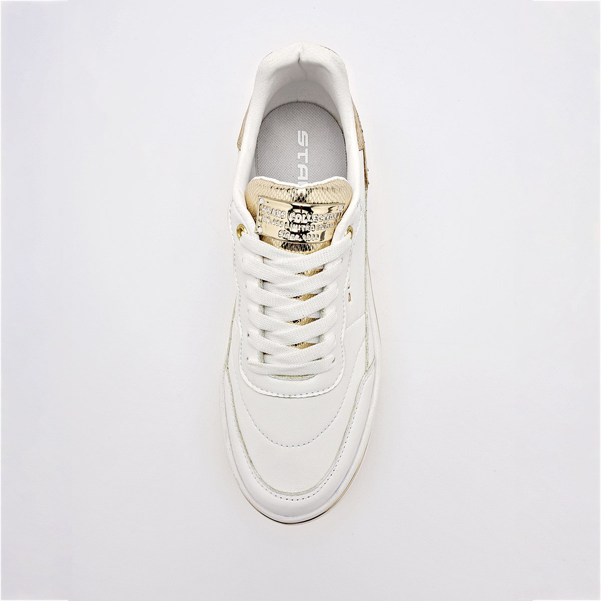 Foto 3 pulgar | Stars Of The World Tenis Urbano Para Mujer Blanco Dorado Cod.133456
