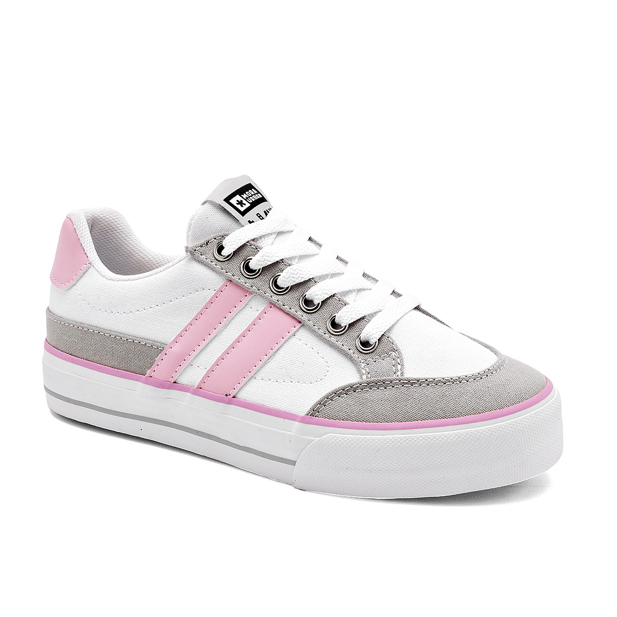 Foto 2 pulgar | Mora Urban Tenis Urbano Para Mujer Blanco Gris Rosa Cod.133388