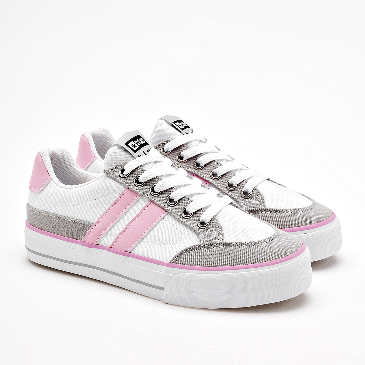 Foto 3 pulgar | Mora Urban Tenis Urbano Para Mujer Blanco Gris Rosa Cod.133388