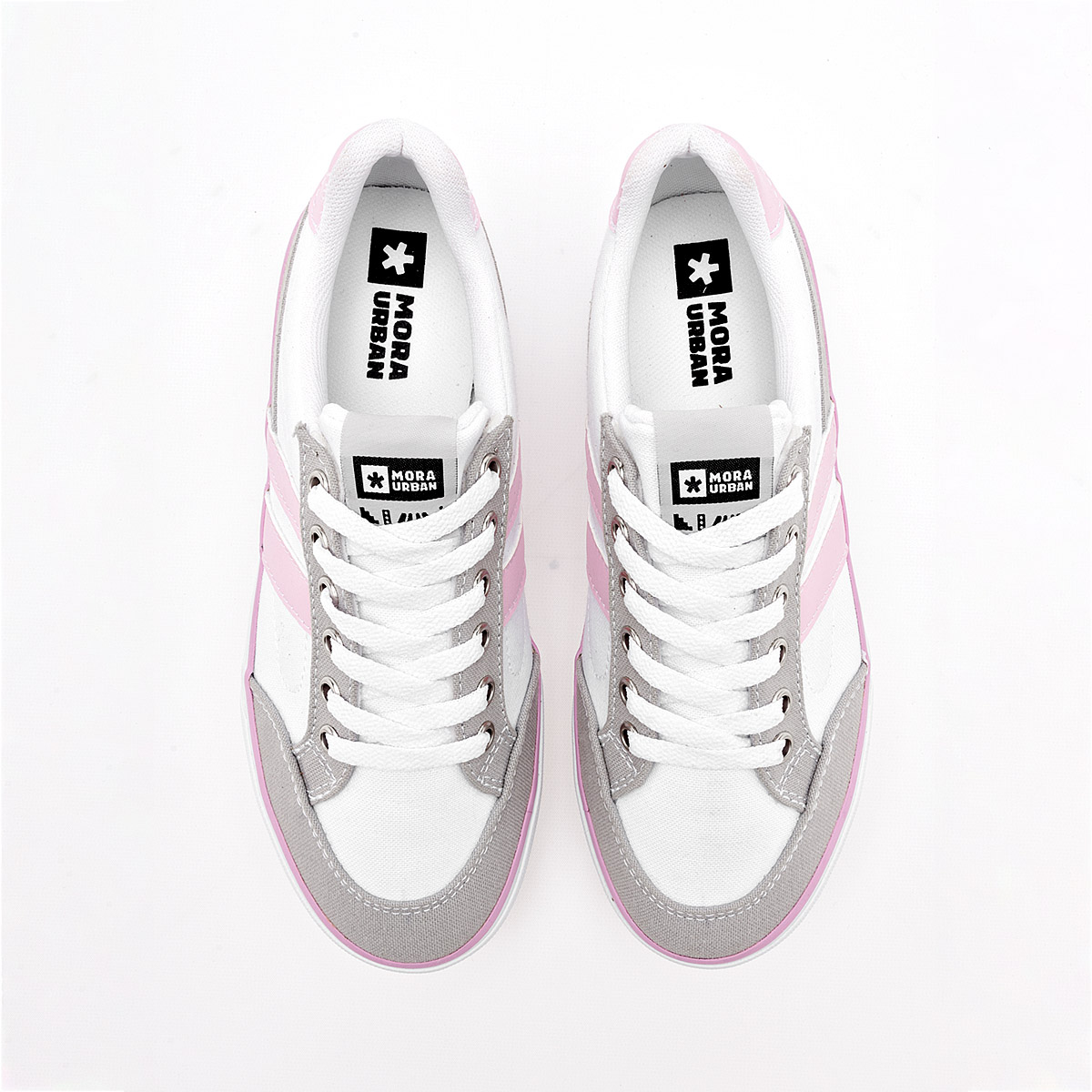 Foto 4 pulgar | Mora Urban Tenis Urbano Para Mujer Blanco Gris Rosa Cod.133388
