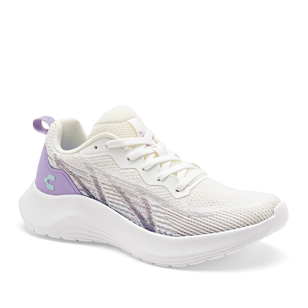 Foto 1 | Charly Tenis Deportivo Para Mujer Blanco Lila, Walking, ,  Agujeta Elastica Cod.129605