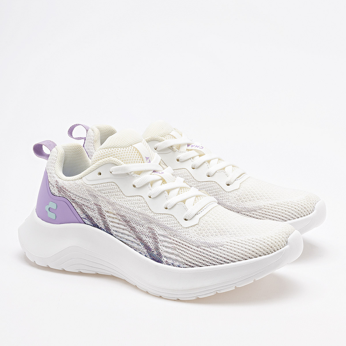 Foto 2 | Charly Tenis Deportivo Para Mujer Blanco Lila, Walking, ,  Agujeta Elastica Cod.129605