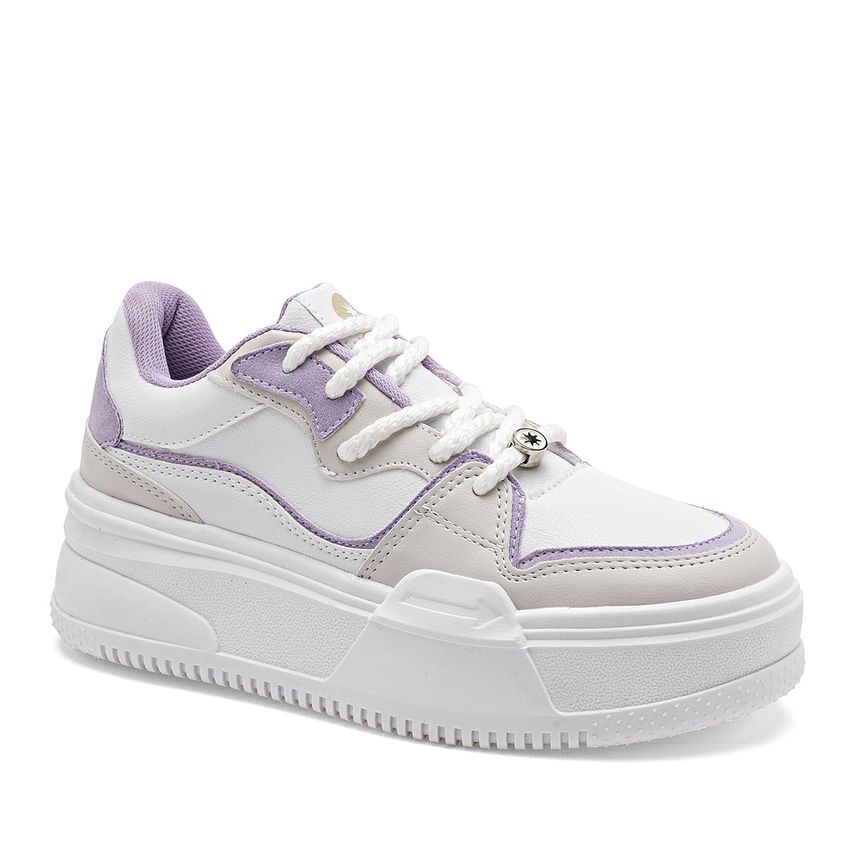 Foto 1 | Moramora Tenis Urbano Para Mujer Blanco Latte Lila Cod.132539