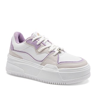 Foto 1 | Moramora Tenis Urbano Para Mujer Blanco Latte Lila Cod.132539