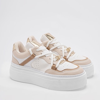 Foto 2 | Moramora Tenis Urbano Para Mujer Blanco Latte Oro Cod.132536