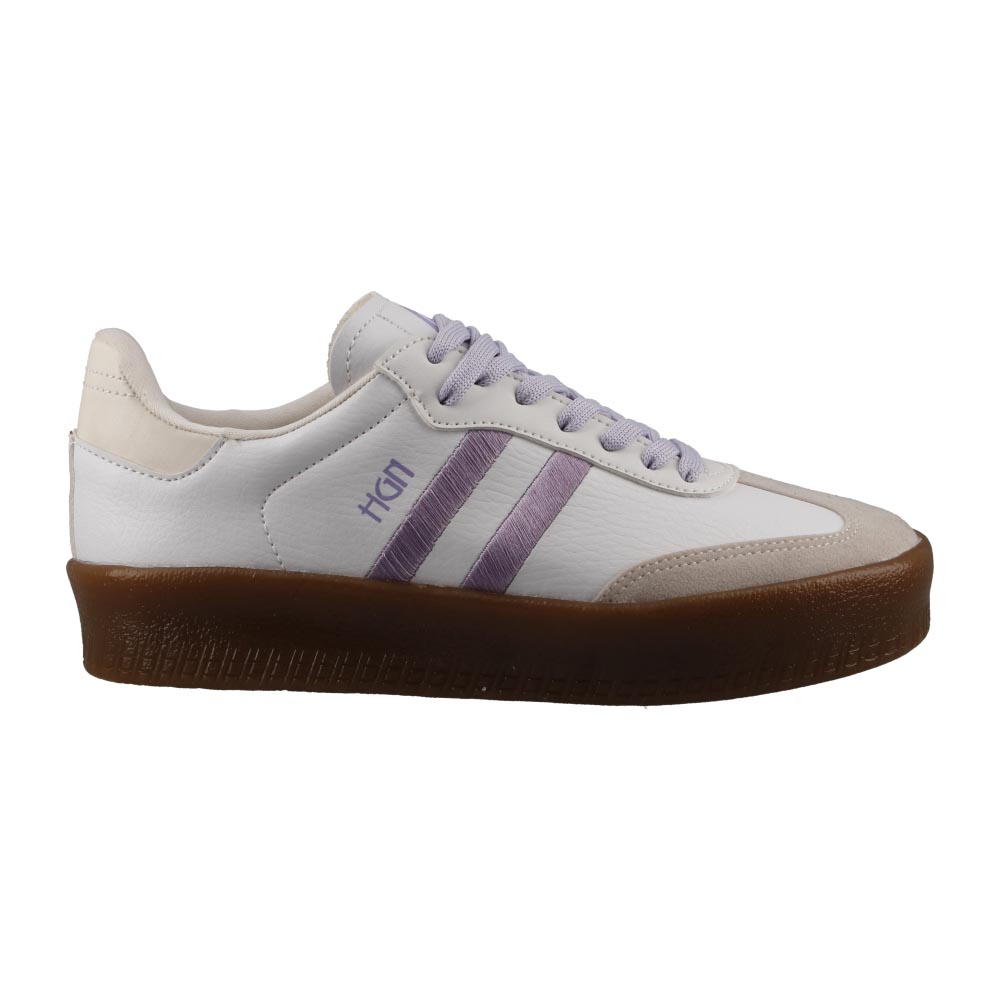 Foto 2 pulgar | Tenis Dama Hgn By Mr Shu 7075 Blanco/lila Comodos Tenis De Mujer Talla 23 A 26 E