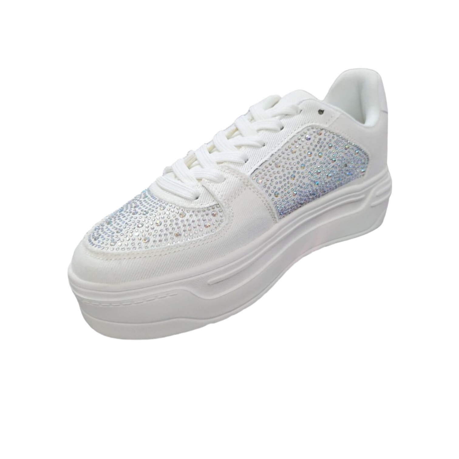 Foto 4 pulgar | Tenis Blanco Plataforma Con Pedrería Liliana
