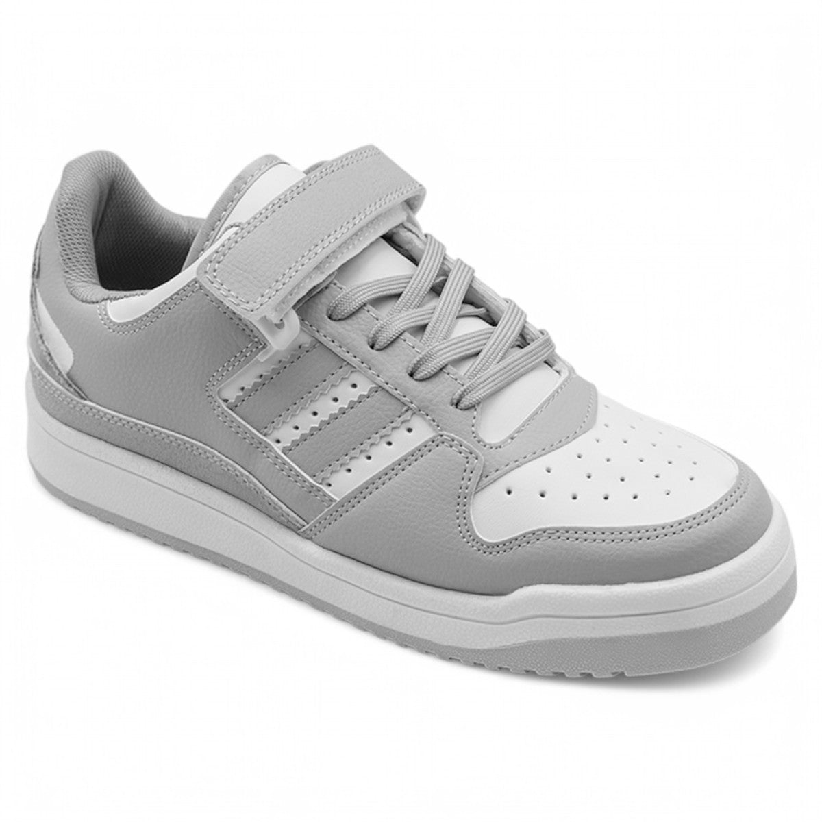 Foto 2 pulgar | Tenis Con Cordones Exterior Piel Vegana Color Gris Para Mujer De Rbcollection