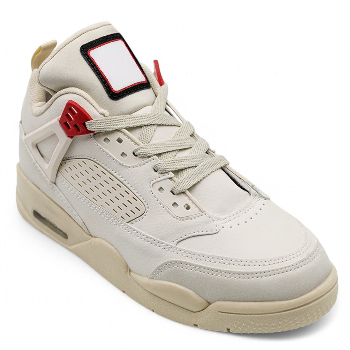 Tenis Botín Exterior Piel Vegana Color Beige  Para Mujer De Rbcollection