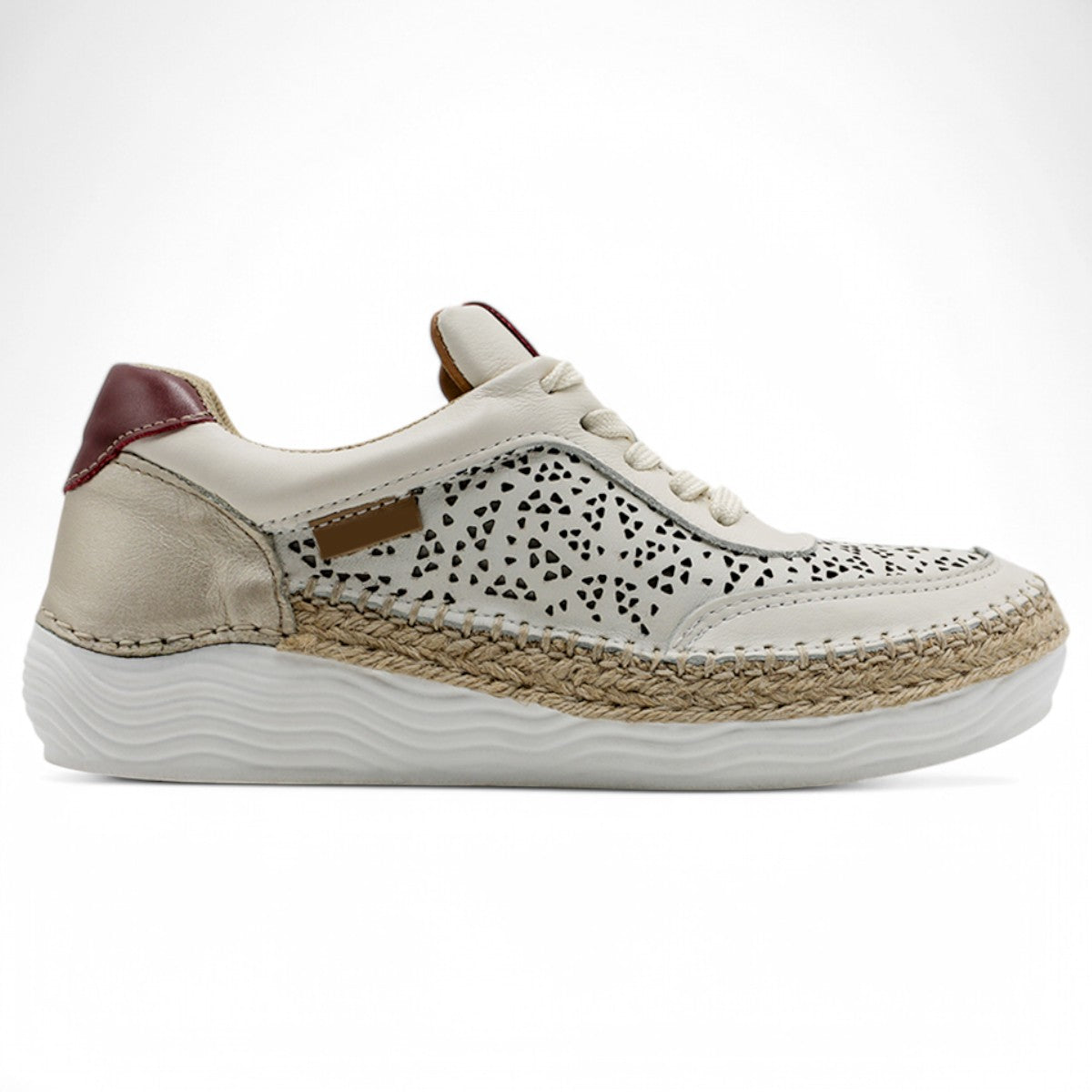 Foto 3 pulgar | Tenis Con Cordones Exterior Piel Color Beige  Para Mujer De Rbcollection