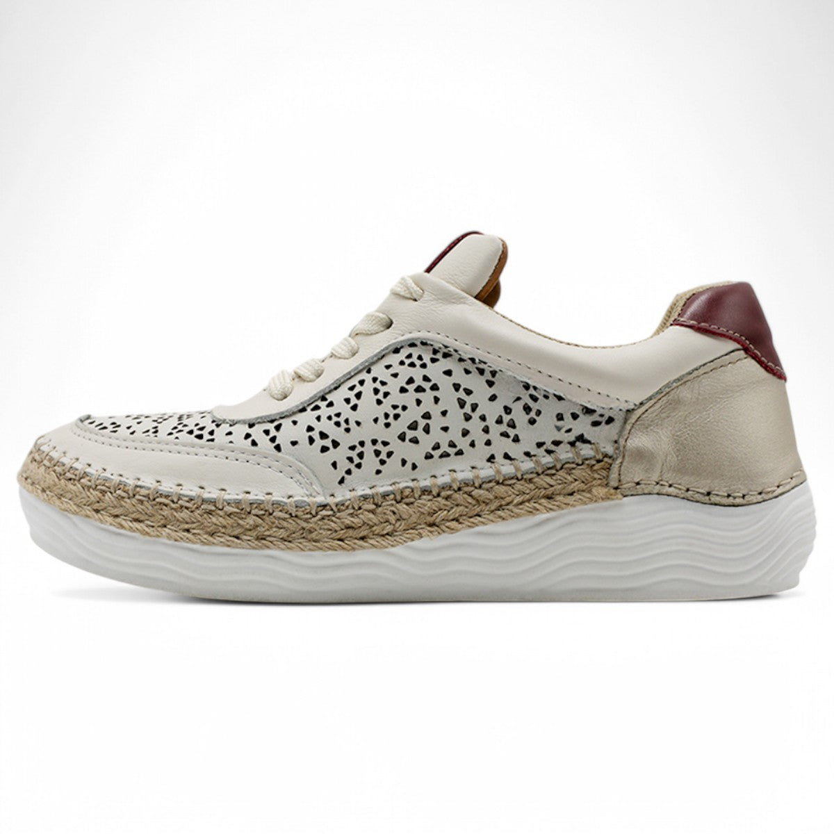 Foto 5 pulgar | Tenis Con Cordones Exterior Piel Color Beige  Para Mujer De Rbcollection