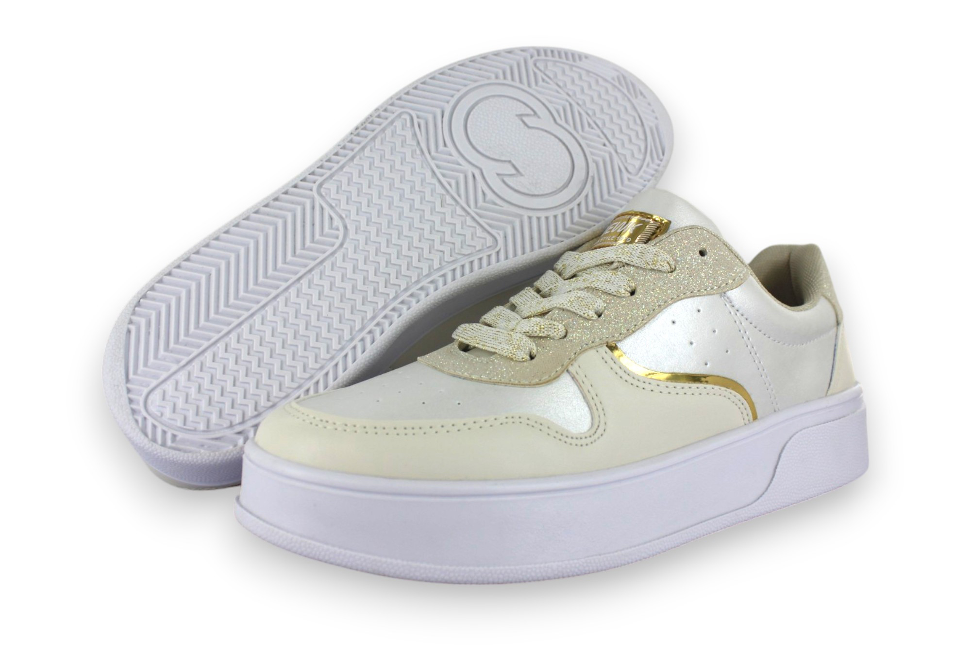 Foto 2 pulgar | Tenis Casual Blanco Beige Mujer Bluferno Newk