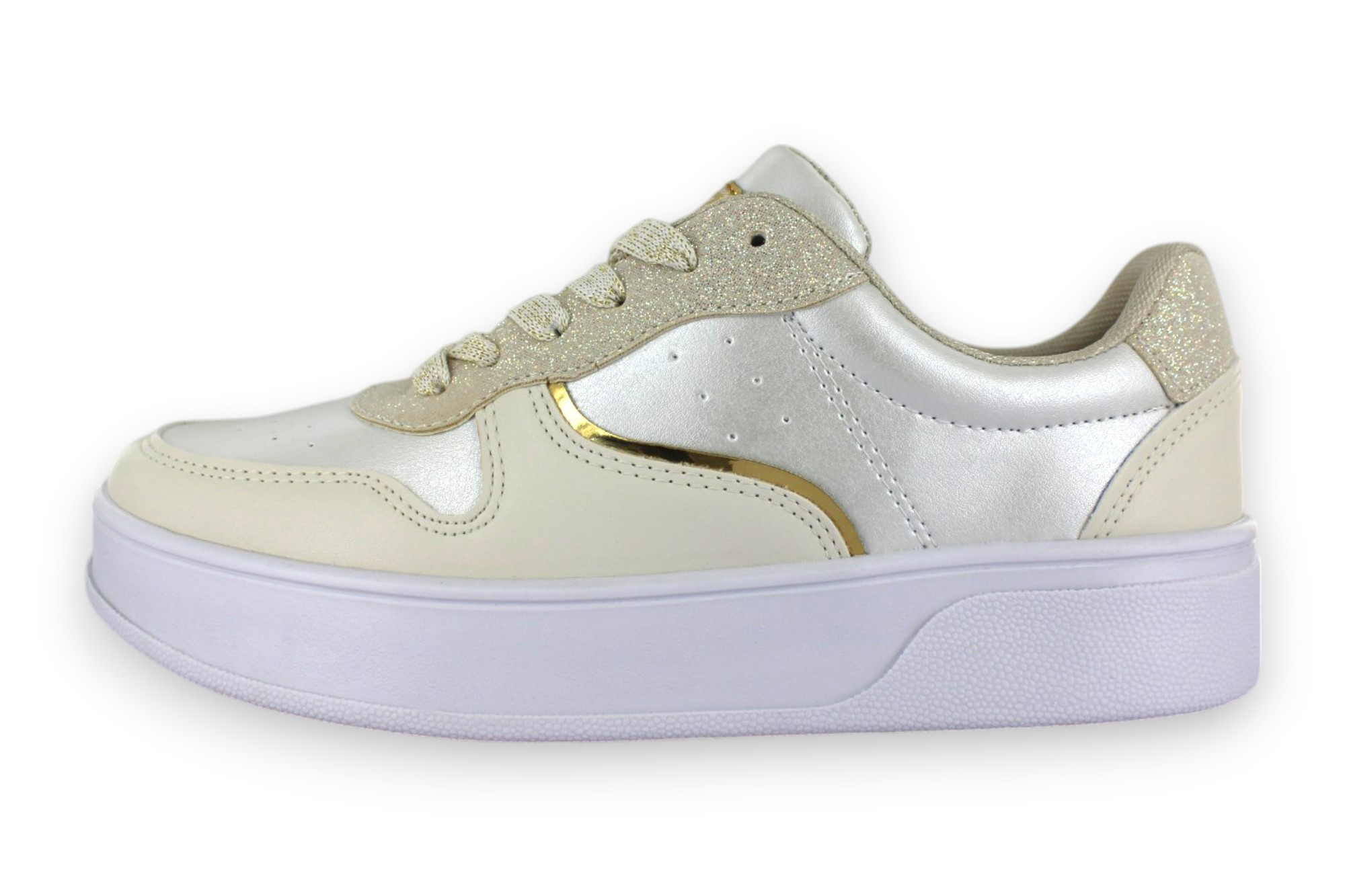 Foto 3 pulgar | Tenis Casual Blanco Beige Mujer Bluferno Newk