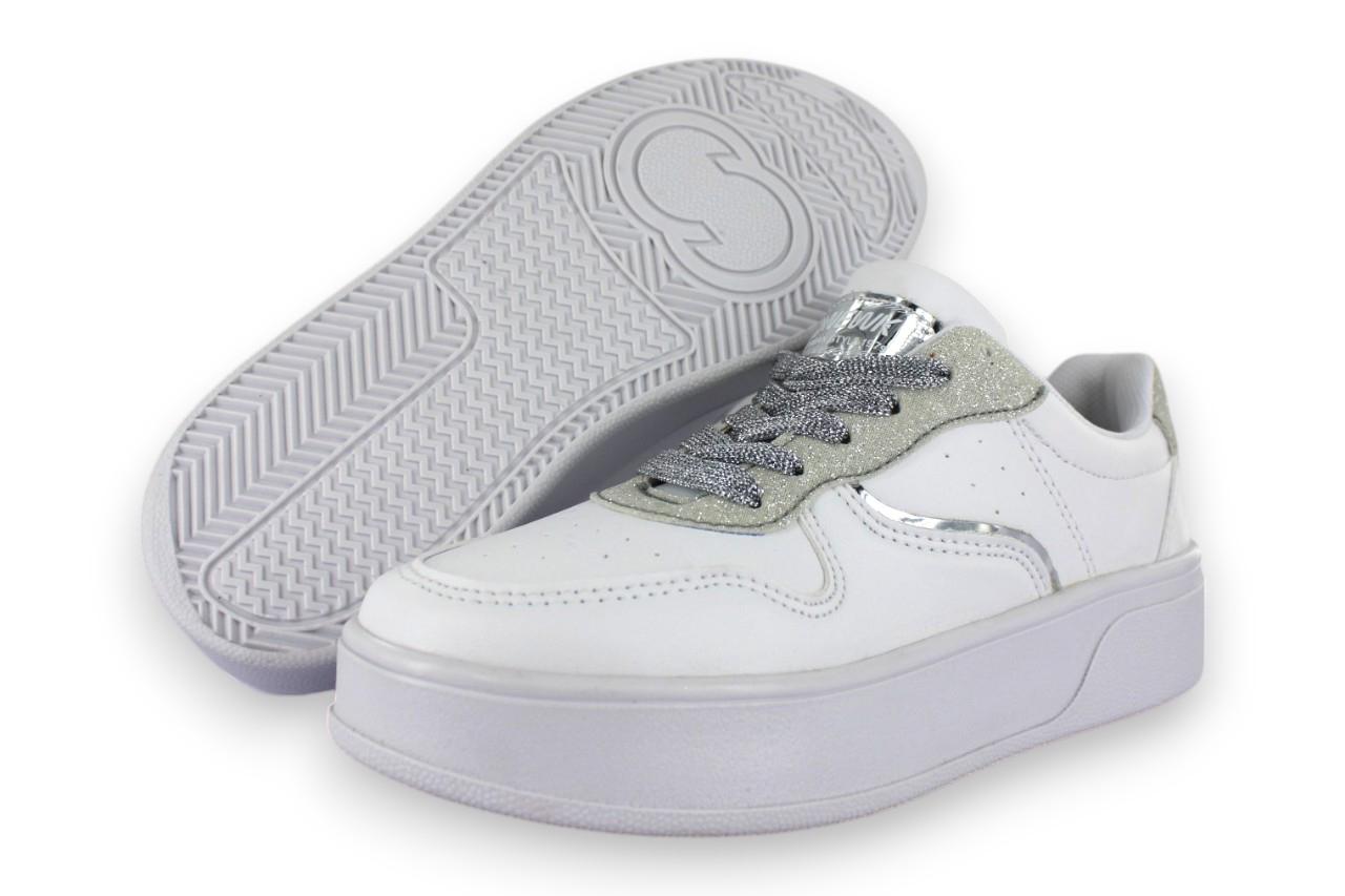 Foto 2 pulgar | Tenis Casual Blanco Plata Mujer Bluferno Newk