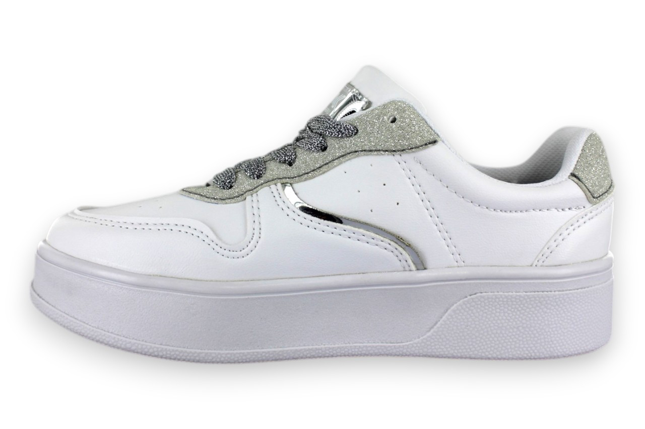 Foto 3 pulgar | Tenis Casual Blanco Plata Mujer Bluferno Newk