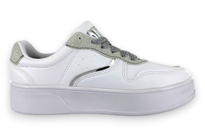 Foto 3 | Tenis Casual Blanco Plata Mujer Bluferno Newk