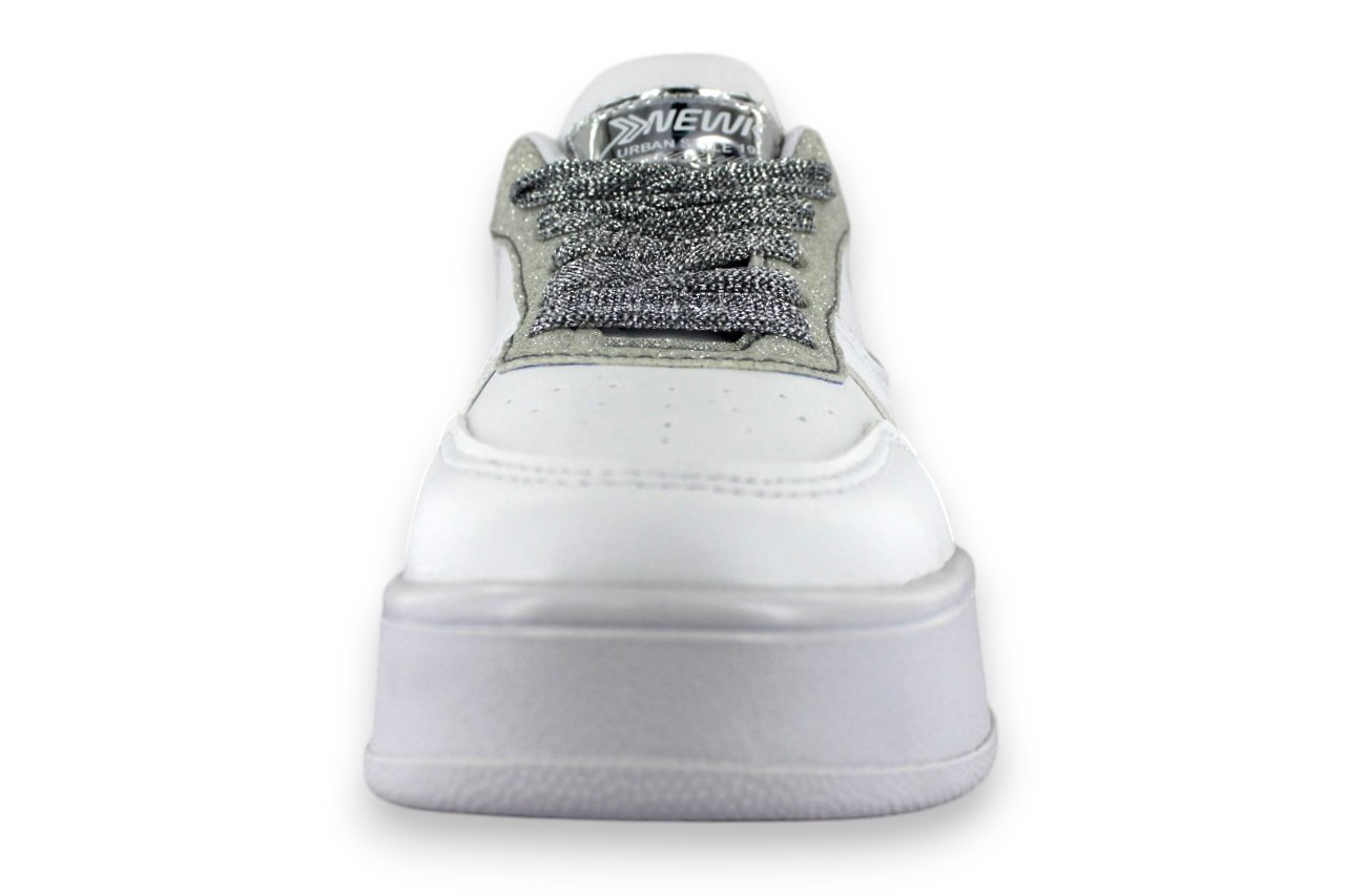 Foto 5 pulgar | Tenis Casual Blanco Plata Mujer Bluferno Newk