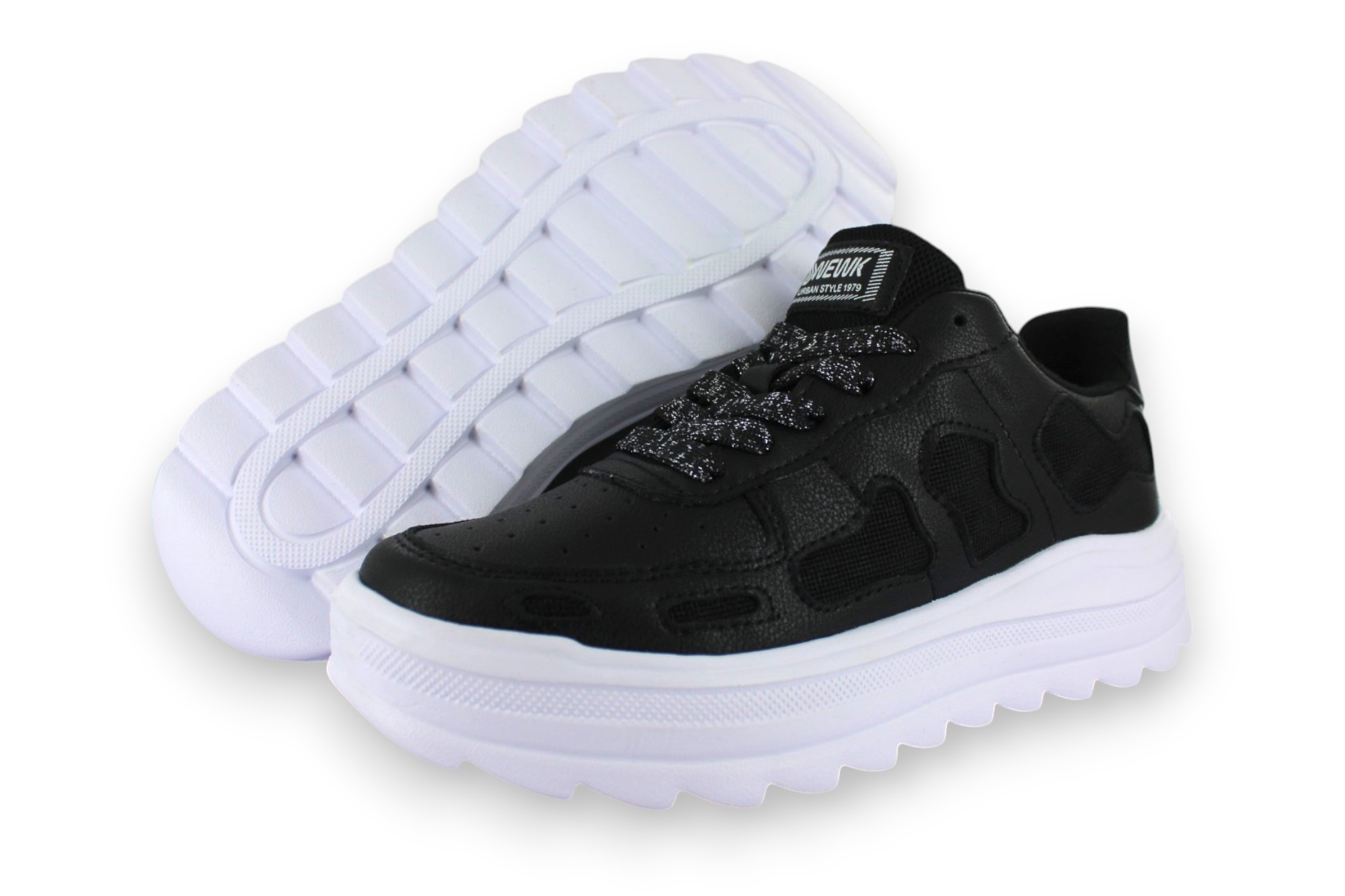 Foto 1 | Tenis Casual Negro Blanco Mujer Cromcues Newk