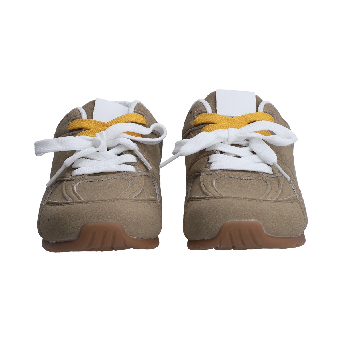 Foto 3 pulgar | Tenis Casuales Berlin Taupe con Agujetas Naranja y Blanco para Dama