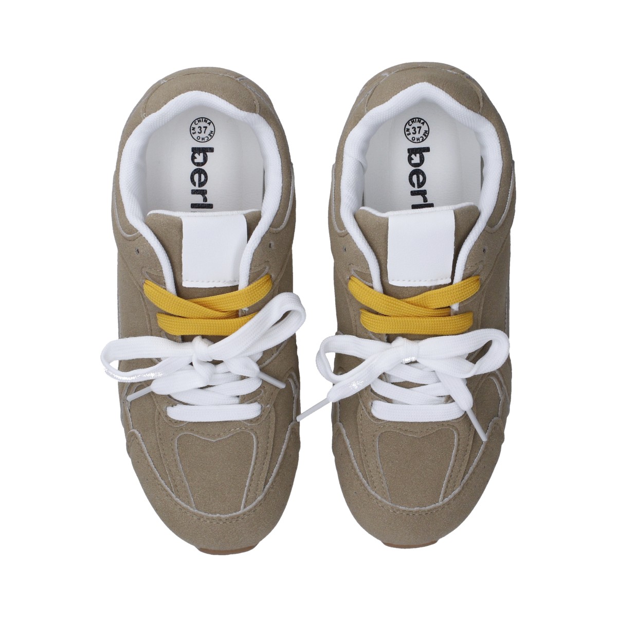 Foto 5 pulgar | Tenis Casuales Berlin Taupe con Agujetas Naranja y Blanco para Dama