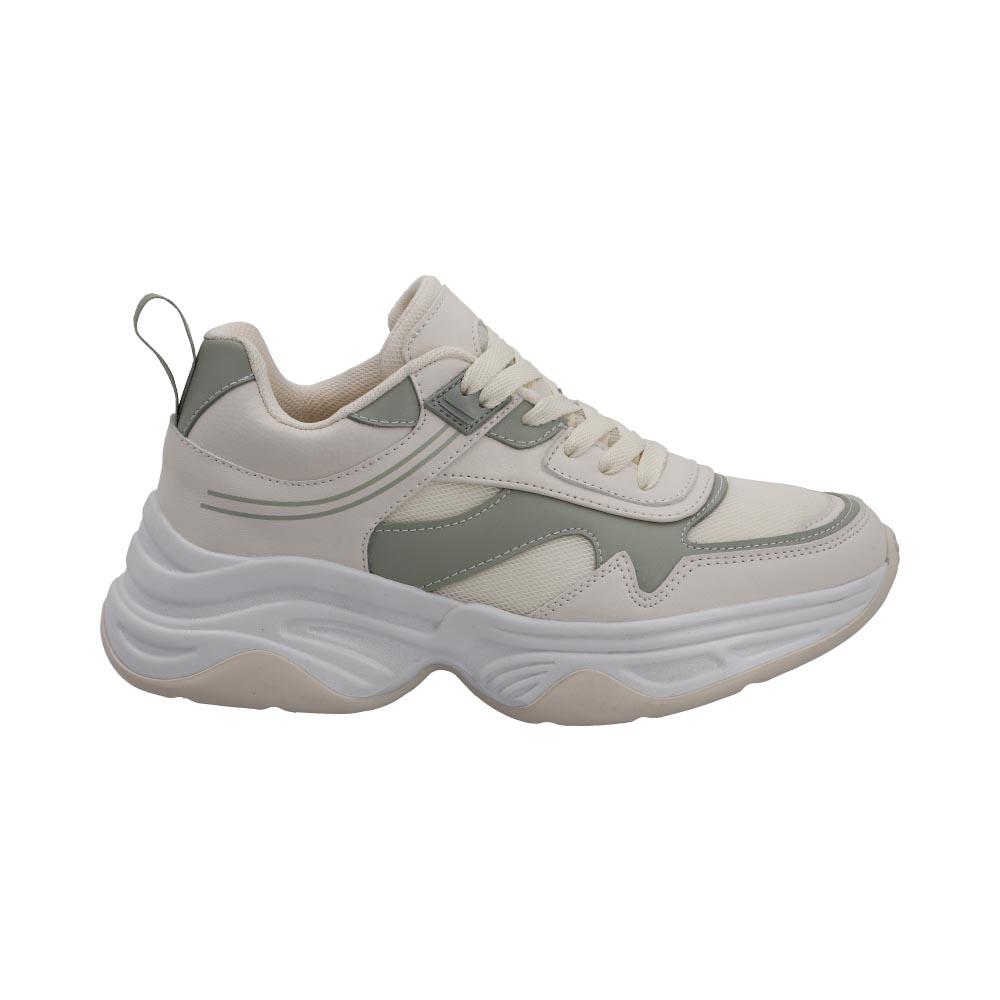 Foto 2 pulgar | Tenis Mujer Ovx Casual Agujetas Comodo Textil Beige