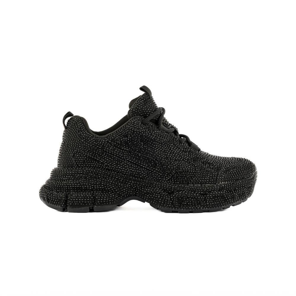 Tenis Sneaker Plataforma Brillos Moda 5cm Para Mujer Walki Tulia Negro