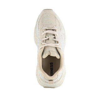 Foto 3 | Tenis Sneaker Plataforma Brillos Moda 5cm Para Mujer Walki Tulia Beige