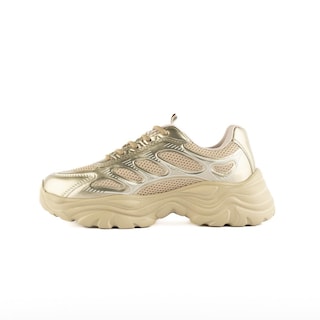Foto 2 | Tenis Sneaker Moda Brillo Plataforma 5cm Para Mujer Walki Dulce Dorado