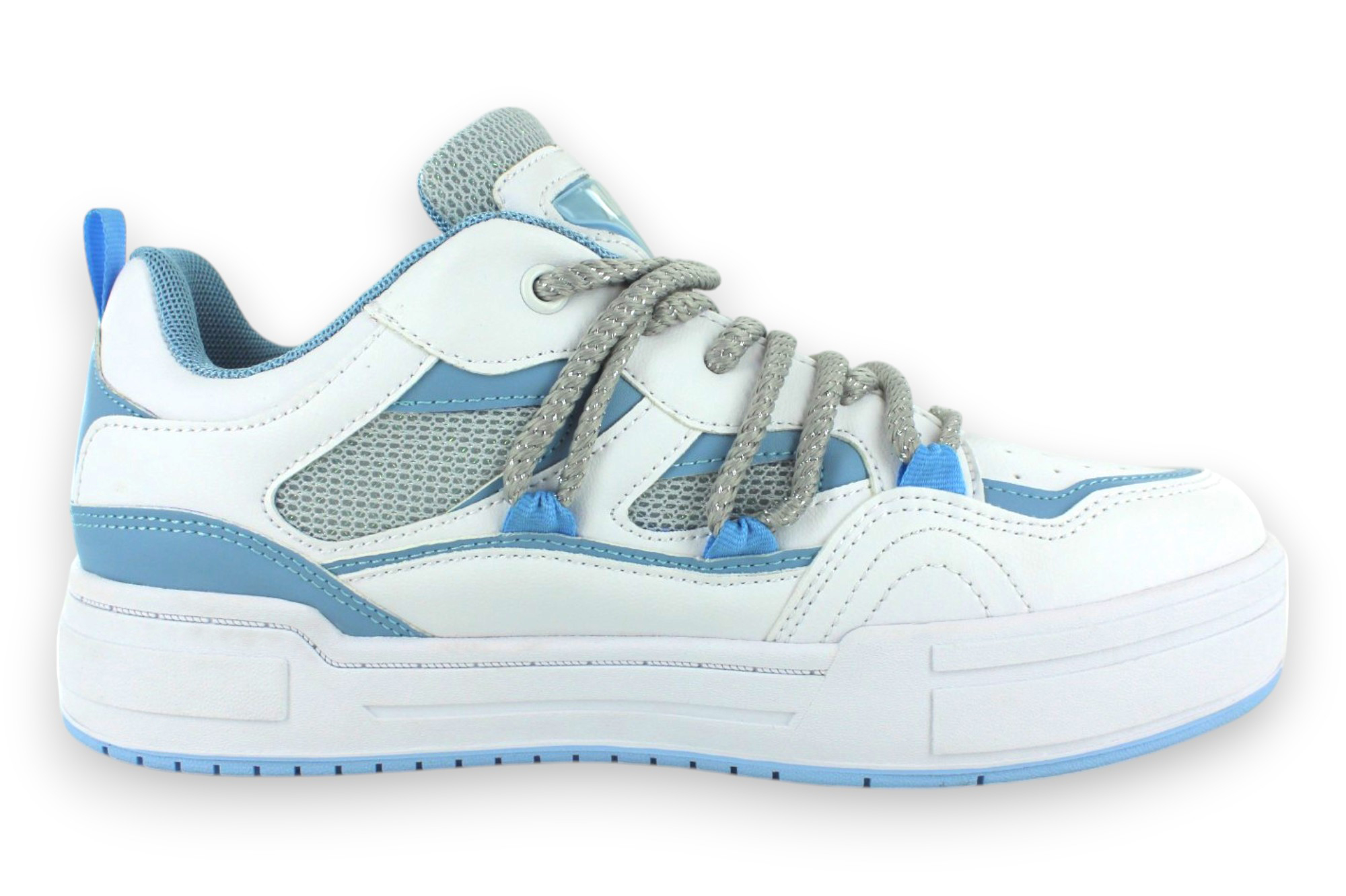 Foto 4 pulgar | Tenis Casual Blanco Azul Cielo Mujer Lupina Newk