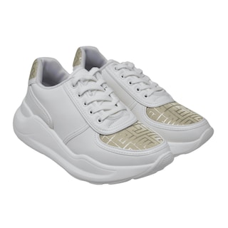 Foto 1 | Teni Casual De Plataforma L14 Blanco Dorado Para Mujer