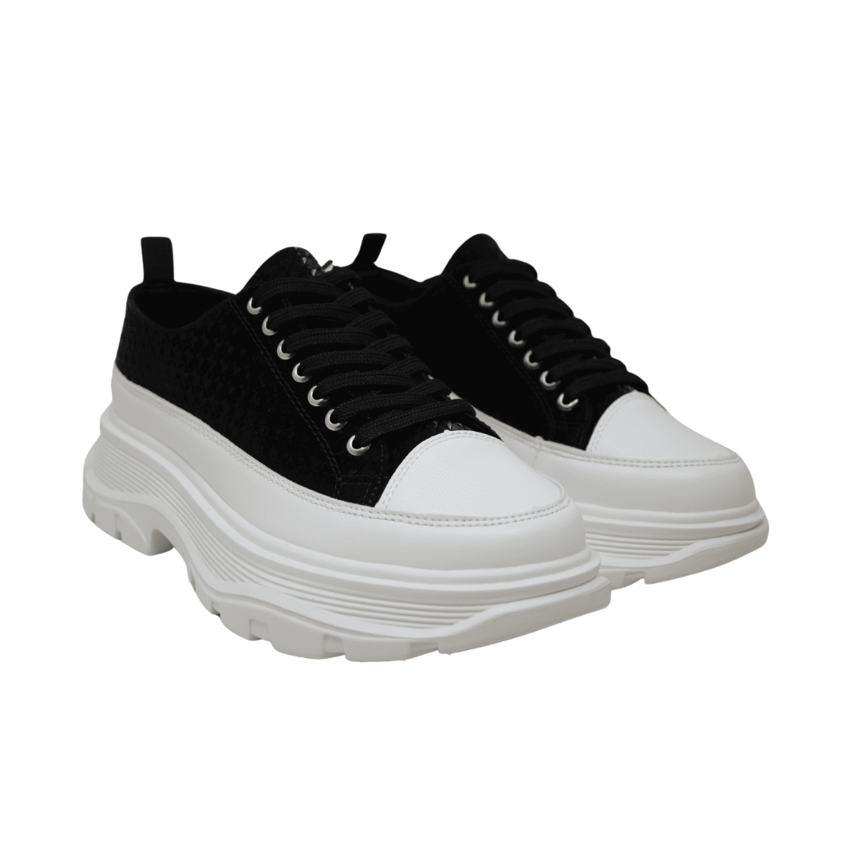Teni Casual De Plataforma L16 Negro Blanco Para Mujer