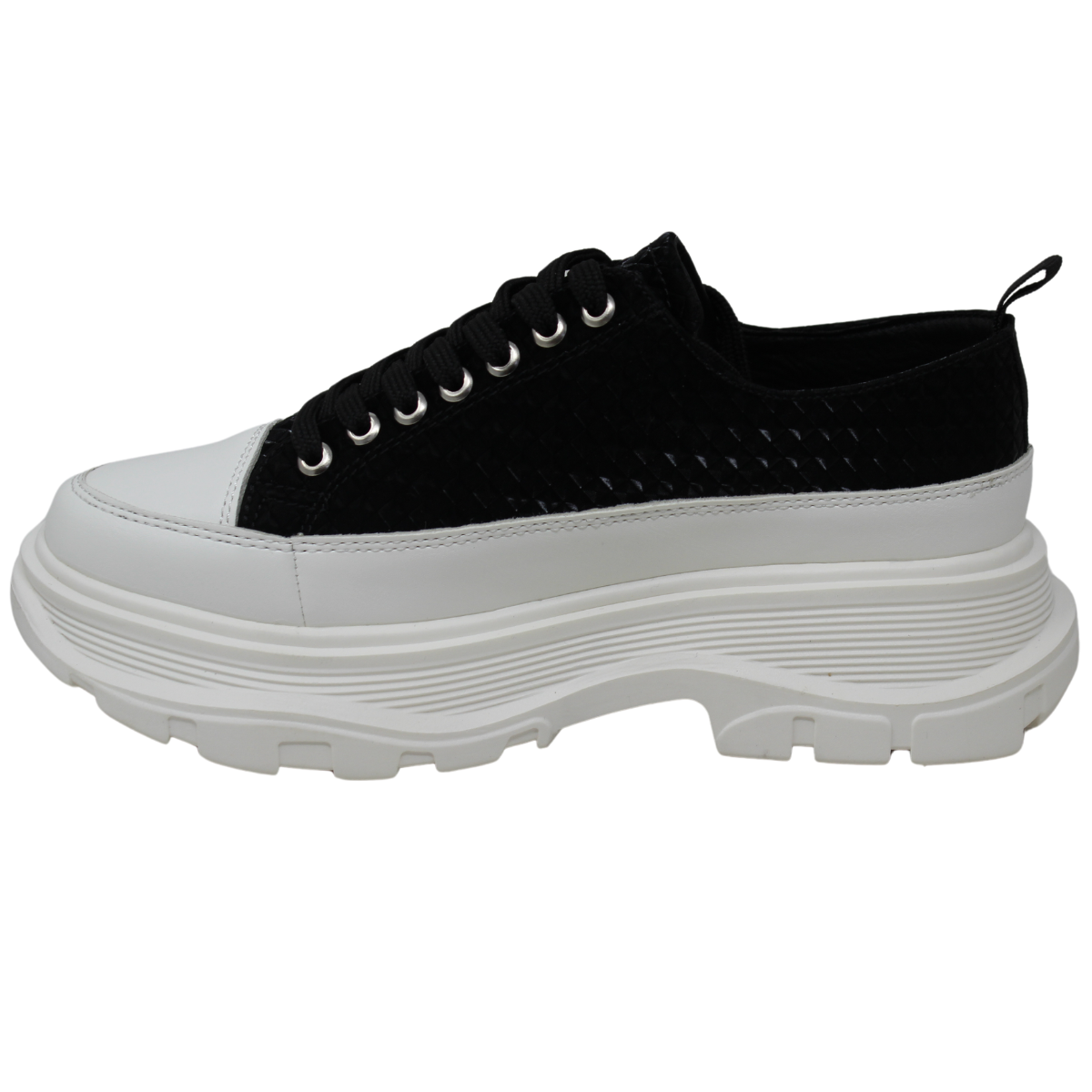 Foto 4 pulgar | Teni Casual De Plataforma L16 Negro Blanco Para Mujer