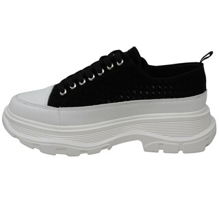 Foto 3 | Teni Casual De Plataforma L16 Negro Blanco Para Mujer