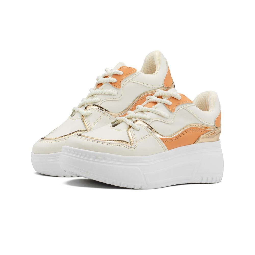 Foto 3 pulgar | Tenis Para Mujer Casuales Con Plataforma Chunky Latte/mamey Beige