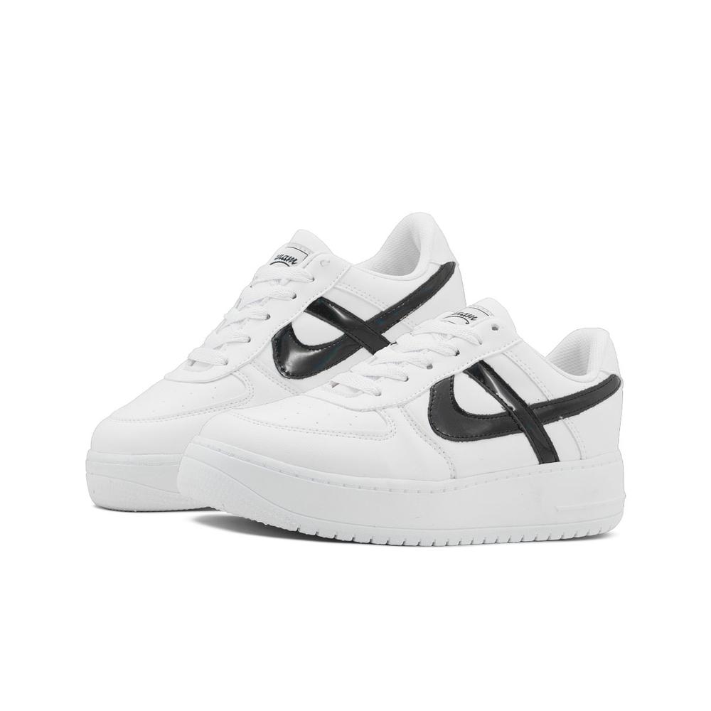 Foto 1 | Tenis Panam Con Plataforma Para Dama Urbano En Blanco-negro Blanco
