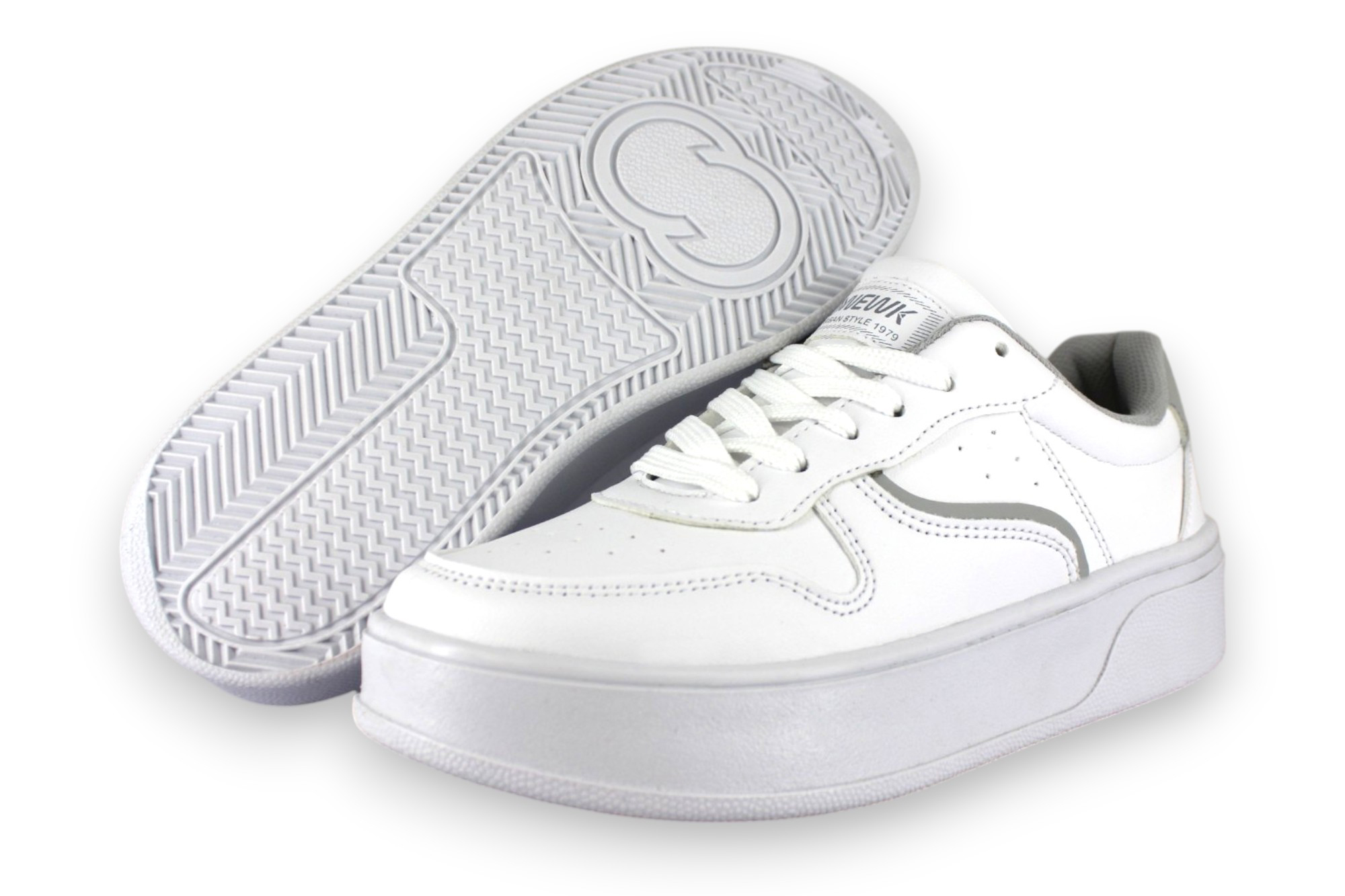 Foto 2 pulgar | Tenis Casual Blanco Gris Mujer Bluferno Newk