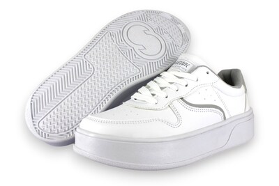 Foto 1 | Tenis Casual Blanco Gris Mujer Bluferno Newk